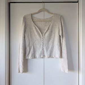 Vintage Cream Ribbed Cardigan